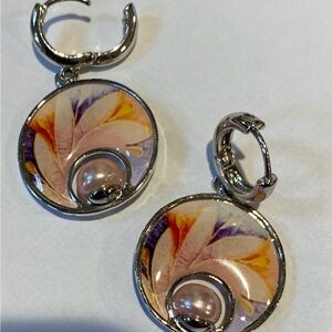 Elegant Silver and Pink Pearl Earrings